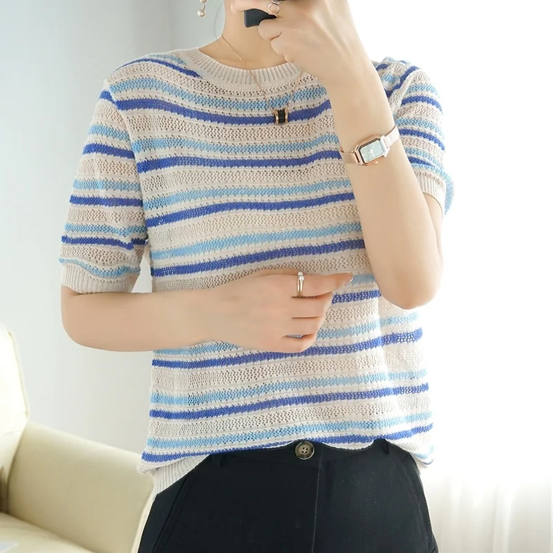 

Женская футболка из чистого хлопка, с круглым вырезом и коротким рукавом