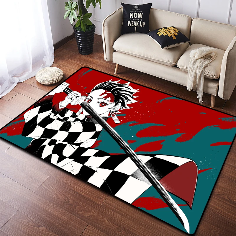 Мультяшный коврик для большой двери с рассекающим демонов камадо таньир