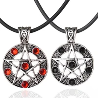 creative five pointed star pendant necklace for men satan sign crystal stylish neck decorative jewelry gift cool stuff