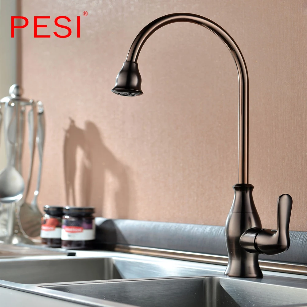 Акция простой стиль 100% медный золотой кухонный кран латунь встраиваемый в