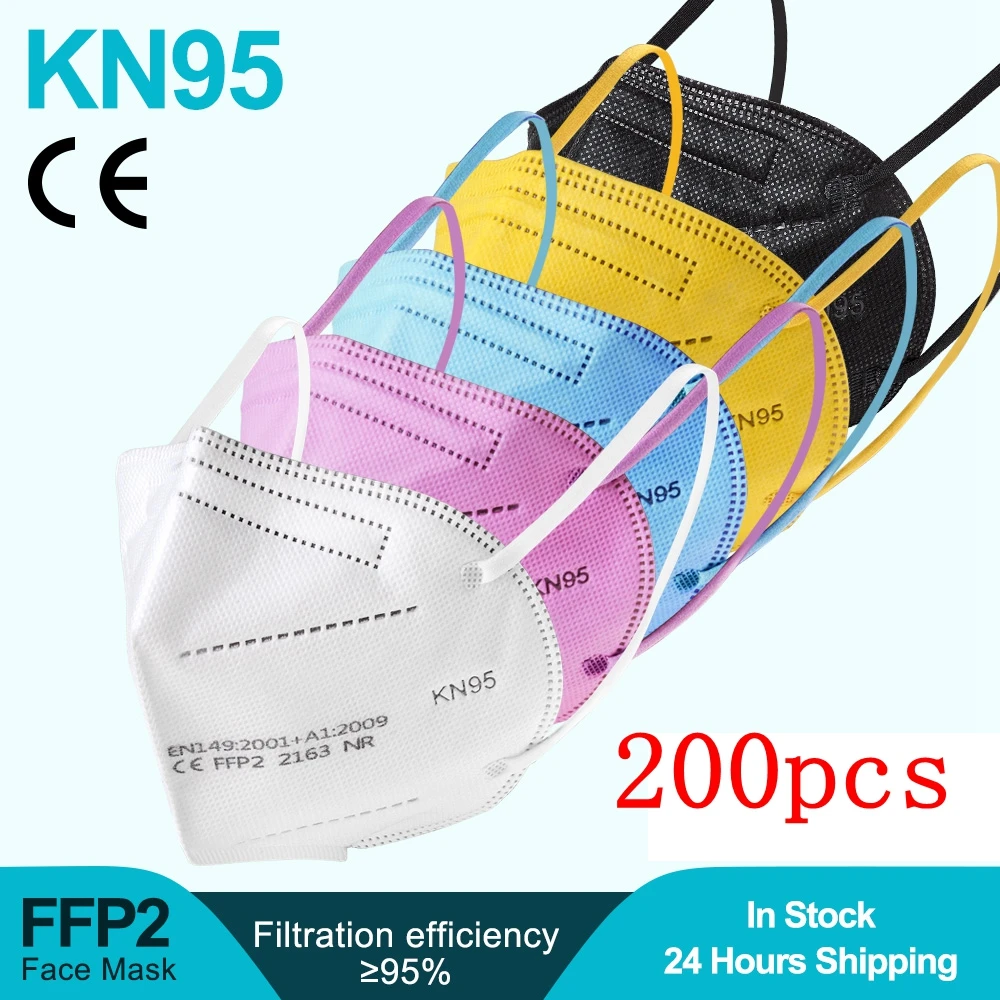 CE FFP2 KN95 Masks 200PCS Mascarillas Reutilizable 5 Layers Dust-proof Mouth Mask Protective KN95 Face Mask Filter ffp2mask fpp2