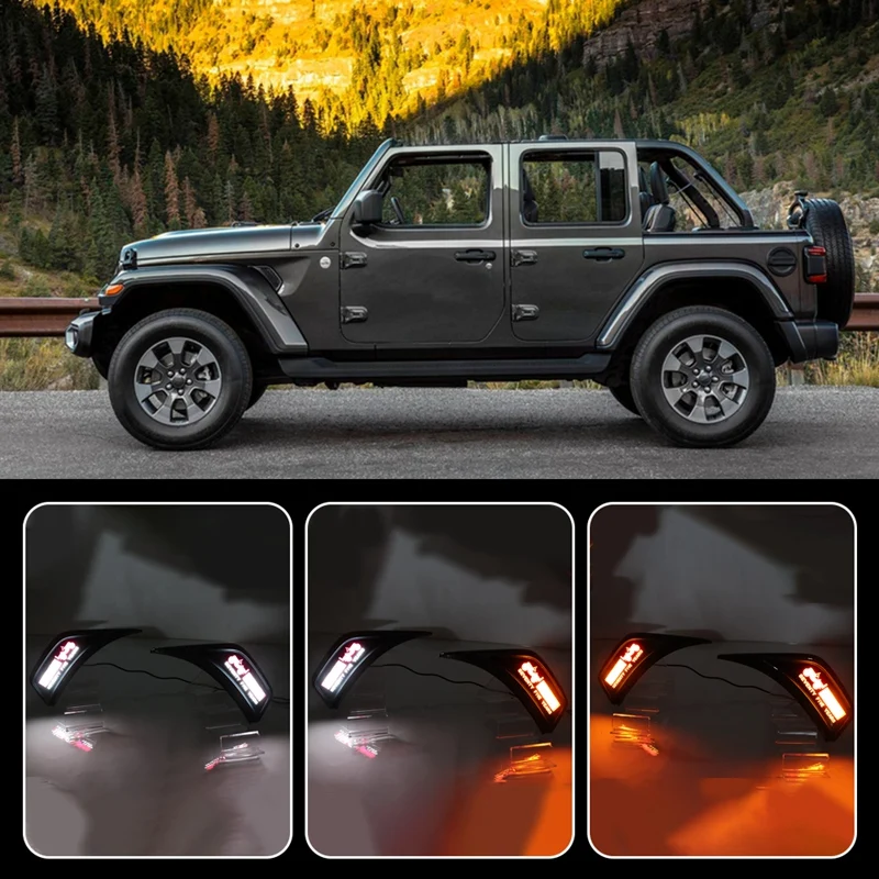 

Car Side Marker Lights Fender Lights Parking Lamp for Jeep Wrangler 2018-2020 Amber Turn Signal Lights Carbon Fiber
