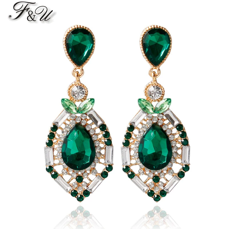 Элегантные модные популярные Стильные Висячие серьги F &amp U золотого цвета с