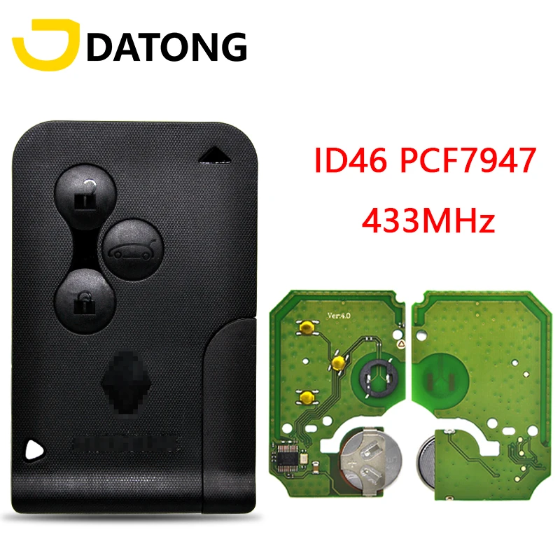 

Datong World 20PCS/Lot Car Remote Control Key For Renault Clio Logan Megane 2 3 Scenic PCF7947 433MHz Replacement Smart Card VA2