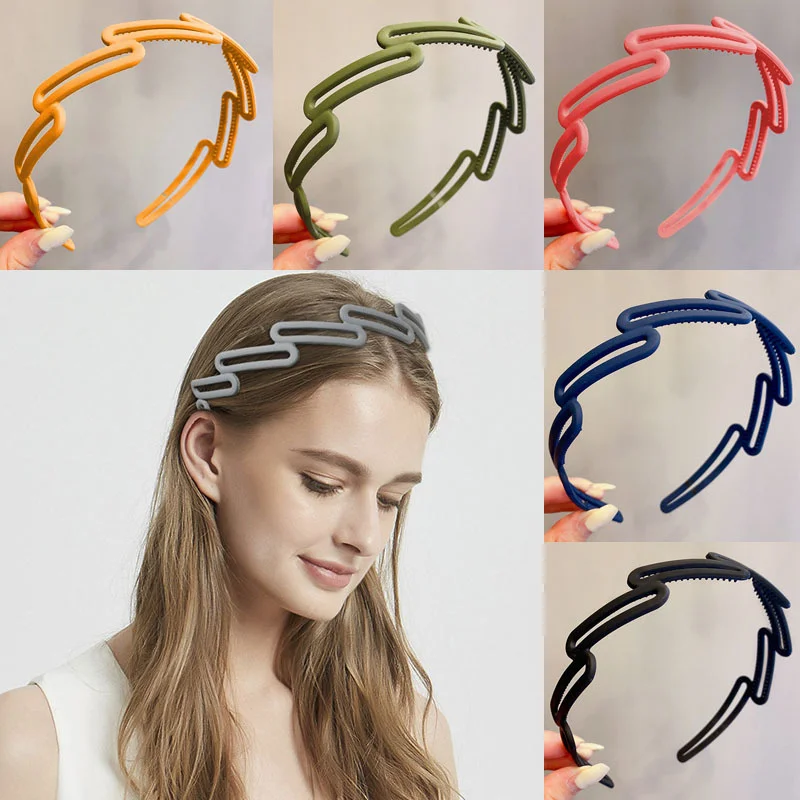 

New Korean Morandi Color Hairband For Women 2022 Girls Hair Hoop Women's Hair Belt Geometric Hollow Head Buckle Hair Accessories