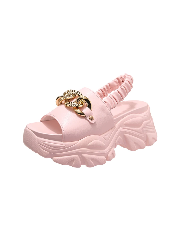 

Fashion Metal Decoration Solid Color Simple Ladies Sandals Sexy Open-Toed Summer New Set Foot Roman Shoes