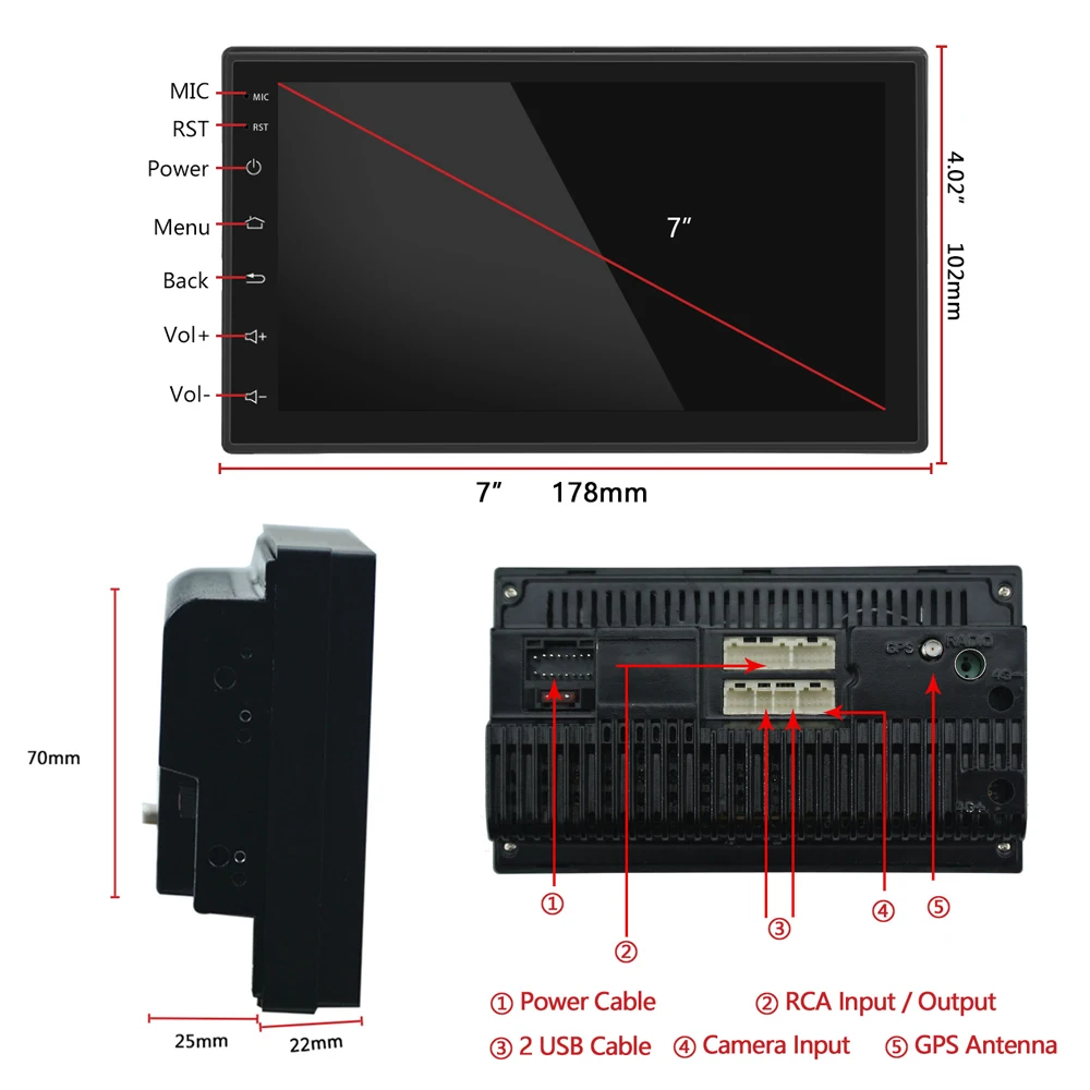 Автомагнитола AMPrime 2 + 16 ГБ 7 ''ЖК-дисплей сенсорный экран поддержка DVR Bluetooth Wi-Fi