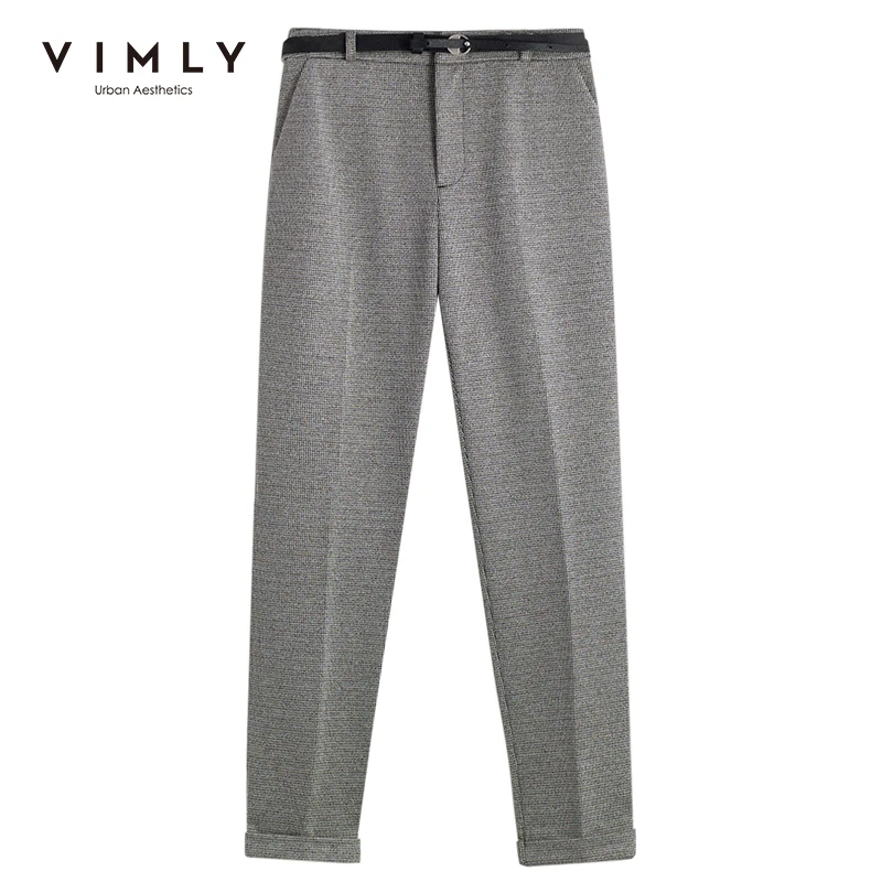 Узкие женские брюки карандаш Vimly винтажные офисные с высокой талией и карманами