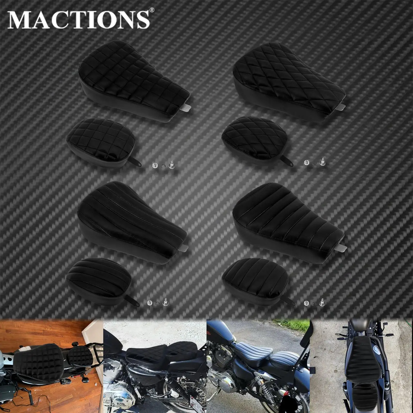 

Motorcycle Front Rear Driver Passenger Solo Seat Leather Pillow Cushion For Harley Sportster Forty Eight XL1200X 10-15 XL1200V