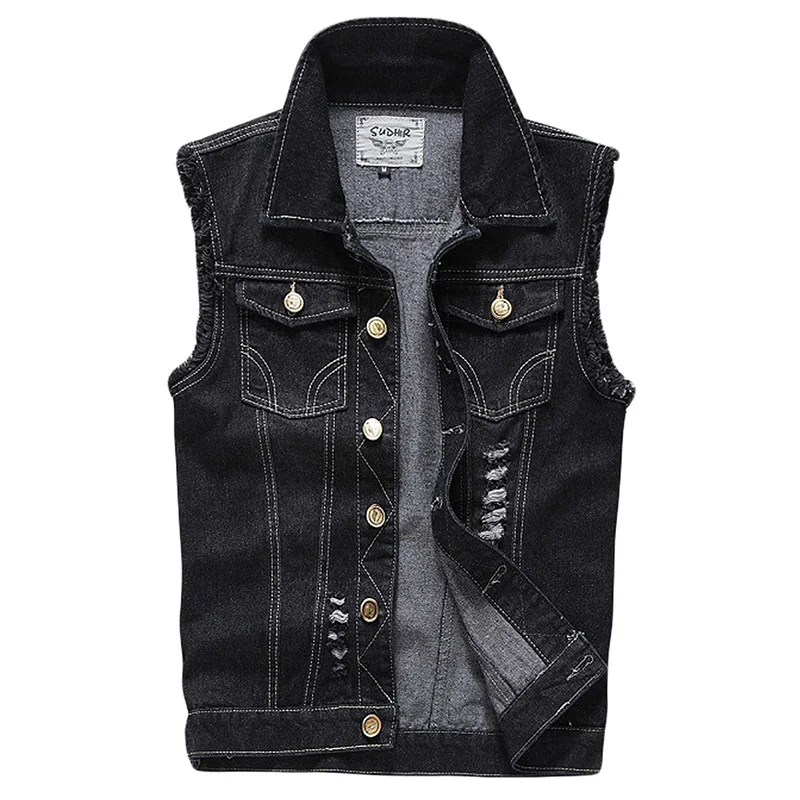 black denim cut off jacket