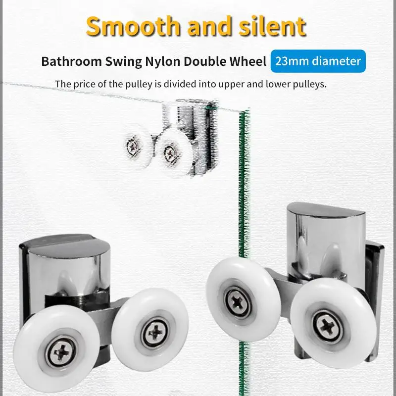 2 шт. Heavy Duty Двойные колеса для дверей душа Топ ролики направляющие хромированные