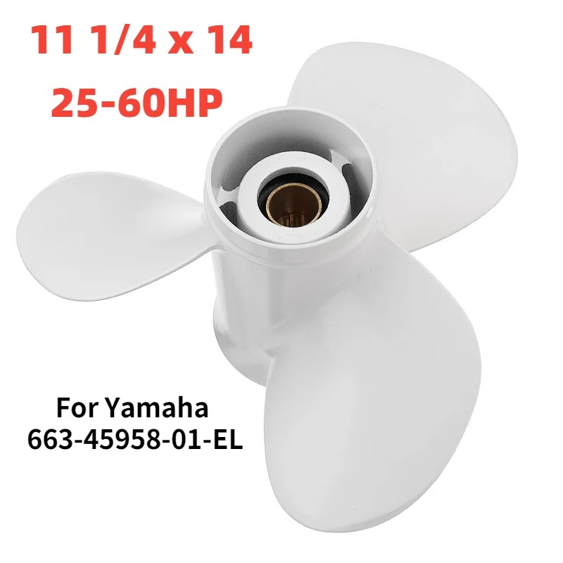 

Высококачественный подвесной пропеллер 25-60HP 11 1/4x14 для Yamaha 25-60HP 663-45958-01-EL 13 Spline, белый пропеллер