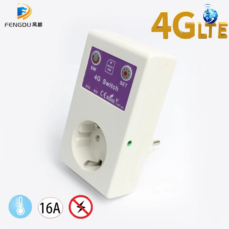 Умный дом 16 А 4G GSM розетка Европейская релейный выключатель Открыватель ворот SMS