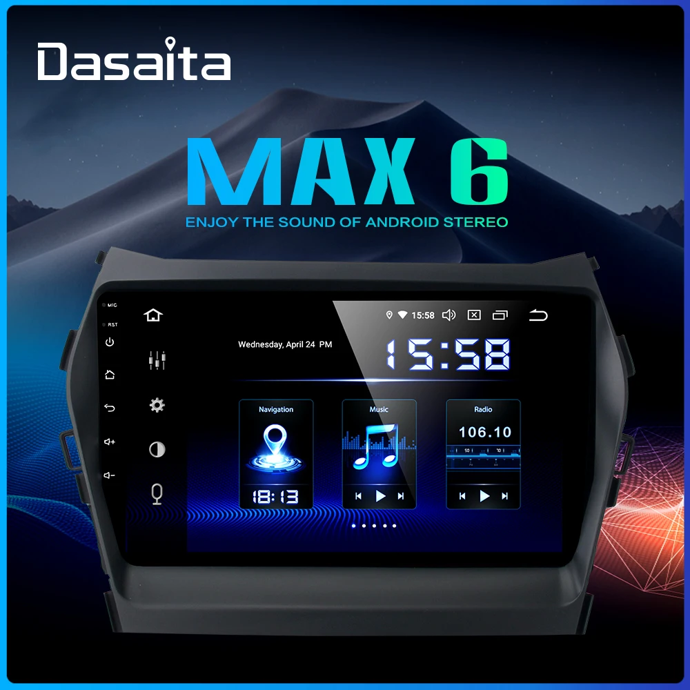 Dasaita Автомагнитола 1 Din Android 9,0 для hyundai IX45 2013 Авторадио 64 Гб ПЗУ MP3 HDMI стерео