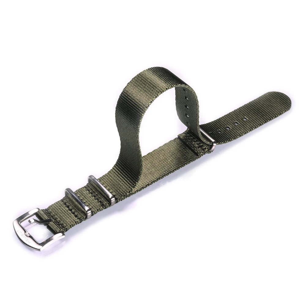 Ремешок нейлоновый сменный для наручных часов зеленый Браслет мужских и женских