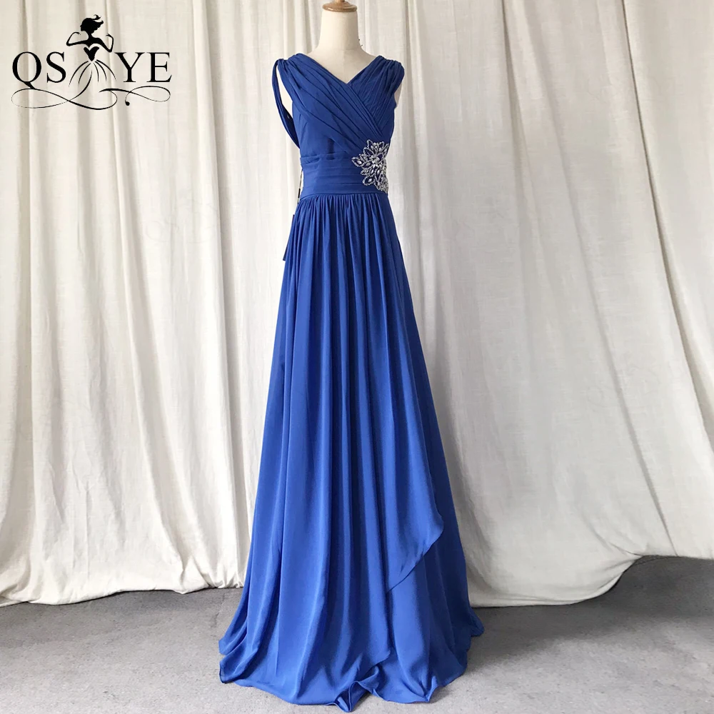 

Королевского синего цвета, платья для выпускного вечера с рюшами шифоновое вечернее платье с v-образным вырезом пол Длина вечерние платья, у...