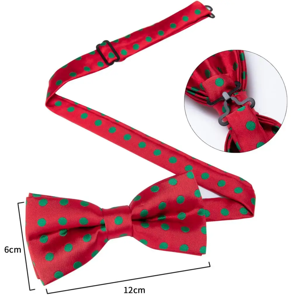 

DiBanGu Red Green Dot Butterfly Silk Self Bow Tie For Men Classic Wedding Bowtie Handkerchief Suit Set Neckwear Mens Ties JM-101