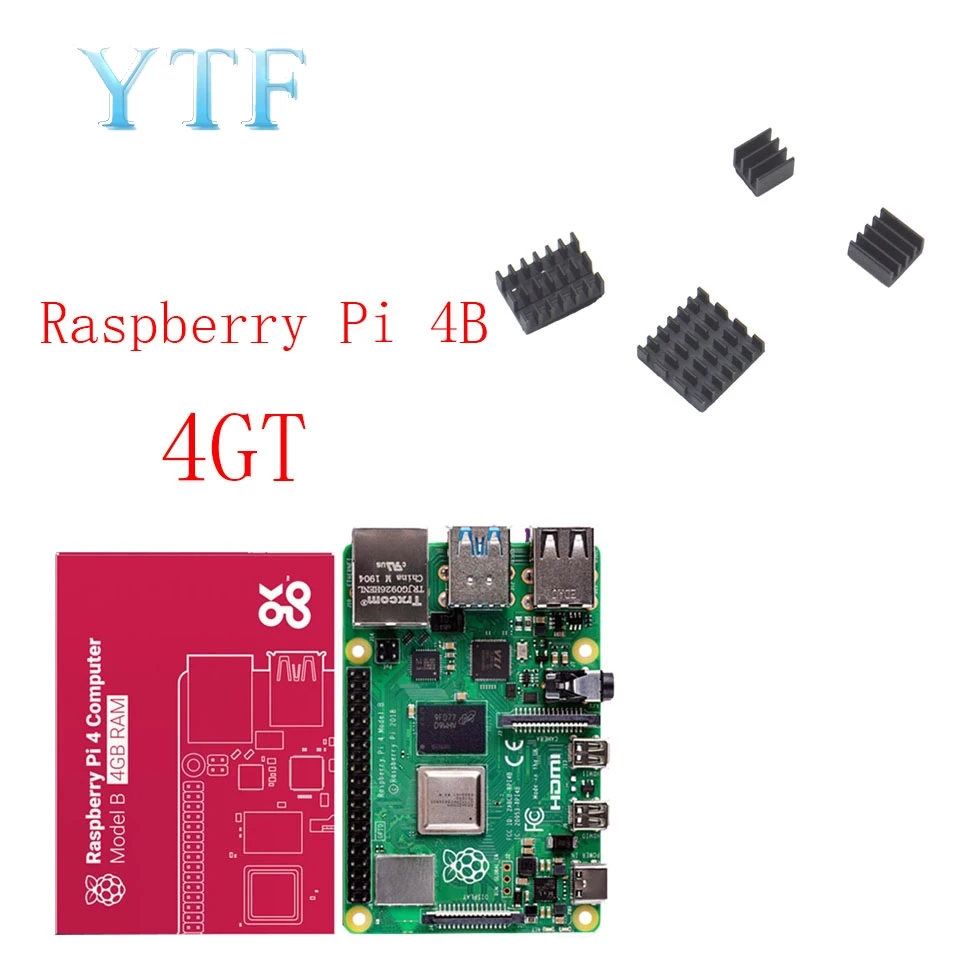 Комплект 4 Новинка, Raspberry Pi 4 Модель B ram 1G 2G 4G 4 core 1,5 Ghz 4K Micro HDMI с радиатором - Комплект: Комплект 4