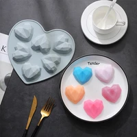silicone cake mold 6 grids with three dimensional love heart shape diy aromatherapy glue mold baking tools kitchen accessories