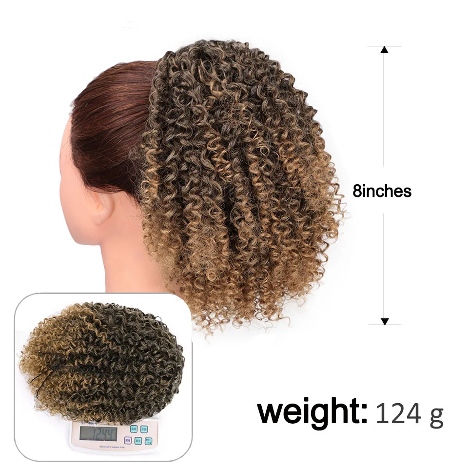 I's a wig Kinky Curly Pony Tail Hair Extension Drawstring Synthetic Clip in Black Red Short African American | Шиньоны и парики