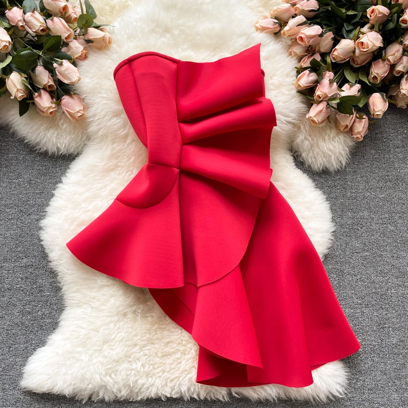 

Amolapha 2021 летние сексуальные оборки без бретелек Асимметричные Короткие вечерние Клубные Топы