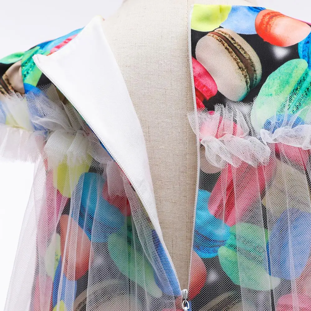 

Kids Summer Girls Beach Printed Dress Party Princess Short-Sleeved Mesh Dresses for Teen Girls Children Clothing