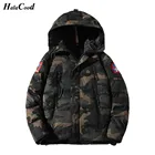 Куртка мужская зимняя, камуфляжная, из хлопка, теплая, повседневная, ветровки с капюшоном