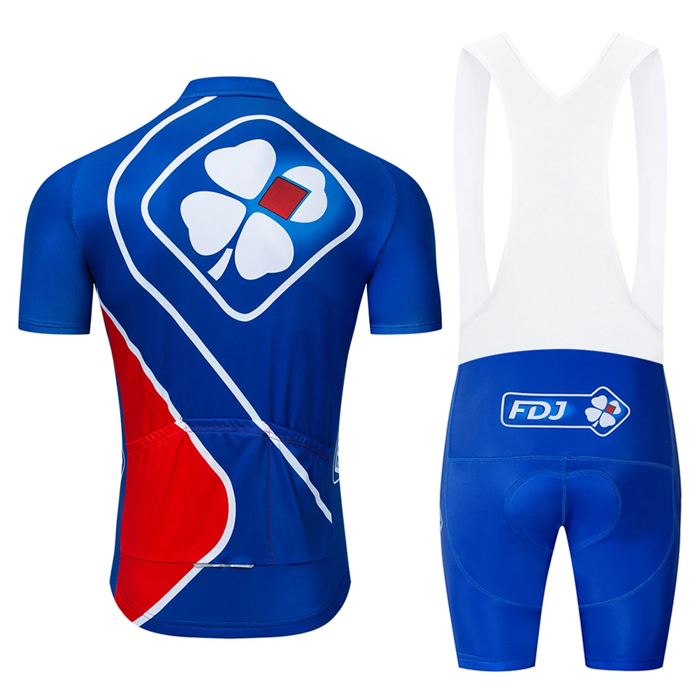 

2021 New Pro Summer FD blue short sleeve Cycling Jersey Set MTB Breathable and quick-drying Cycling Clothing Strap suit SUMMER