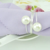 12pcs imitation pearls napkin rings wedding party holiday dinner decoration table napkin holders