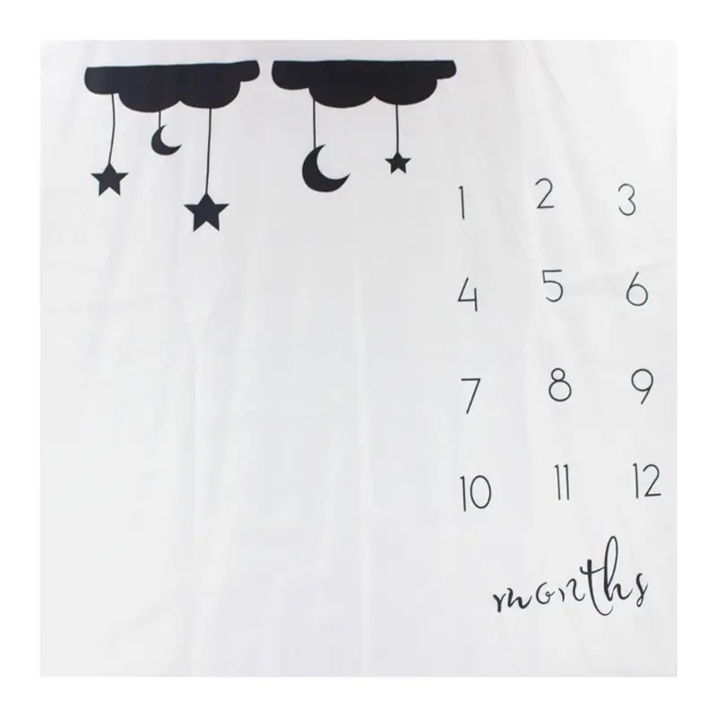 

Newborn Baby Milestone Number Cloud Pattern Mat Blanket Photography Background Backdrop Cloth 40JC