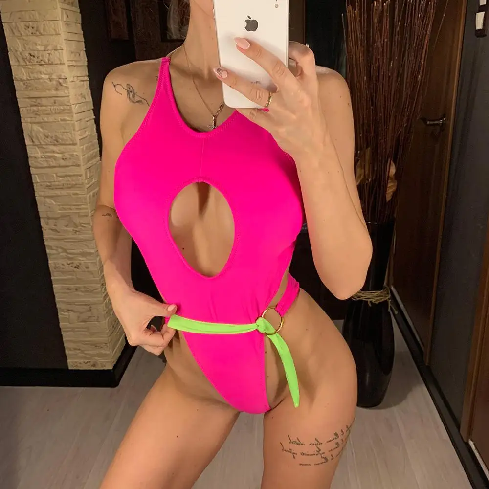 Новинка 2021 сексуальный Монокини с высокой посадкой открытой спиной женский