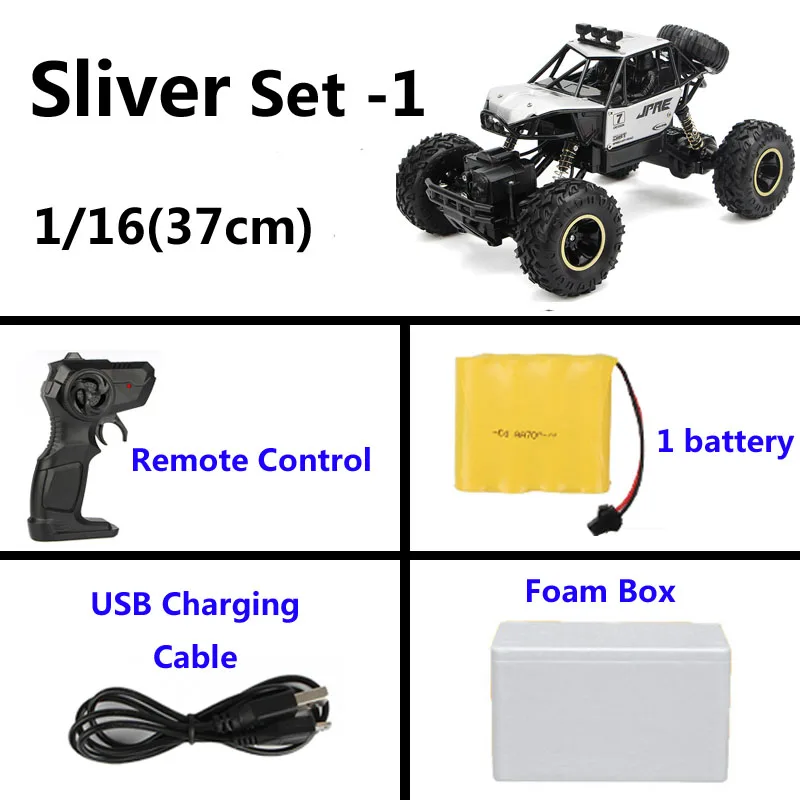 Alloy 37cm Sliver 1:12 4WD RC автомобили 2,4G радиоуправление 4x4 вождение автомобиля двойной привод двигателей Bigfoot автомобиль высокая скорость внедорожные Грузовики Игрушки для детей - Цвет: Alloy 37cm Sliver