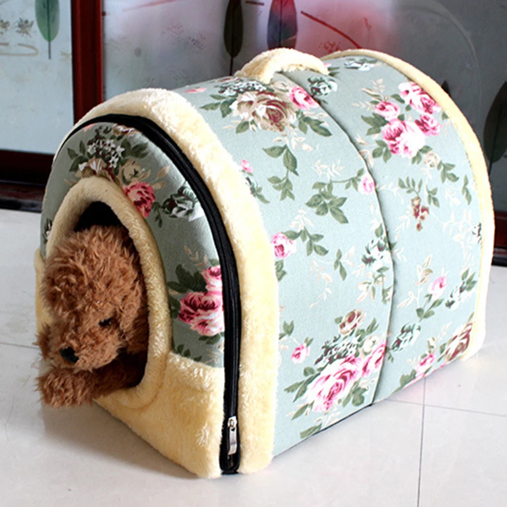 

2-in-1 cat litter house kennel pastoral style pet litter removable and washable thickened warmth four seasons universal folding