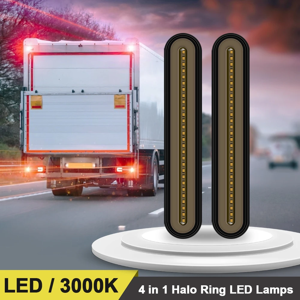 

2 шт. обновление 3000K 2835SMD светодиодная Автомобильная фара для прицепа хвостовой тормоз плавный сигнал поворота лампа для вождения 4 режима св...