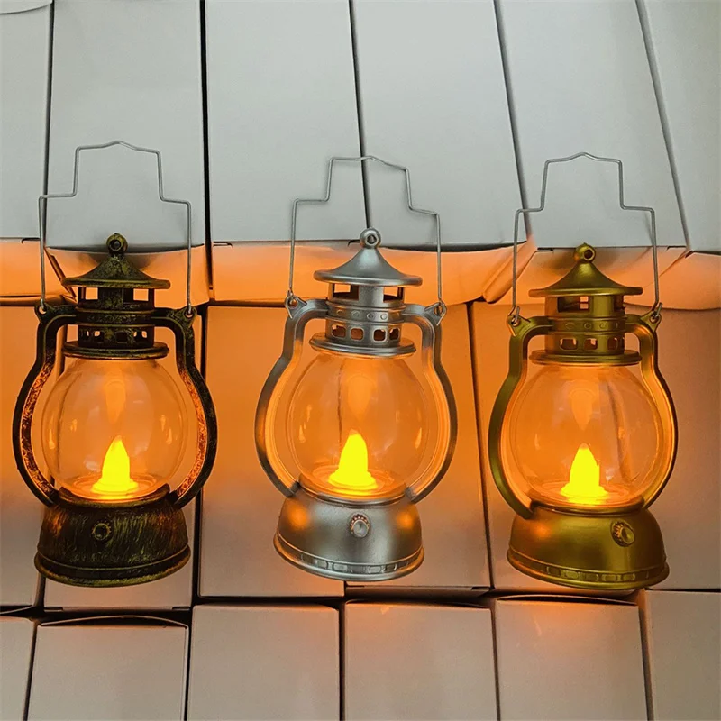 LED Halloween Retro Oil Lamp Lantern Led Energy-Saving Candle Light Decorations for Home Horror Props Kids Toy | Дом и сад