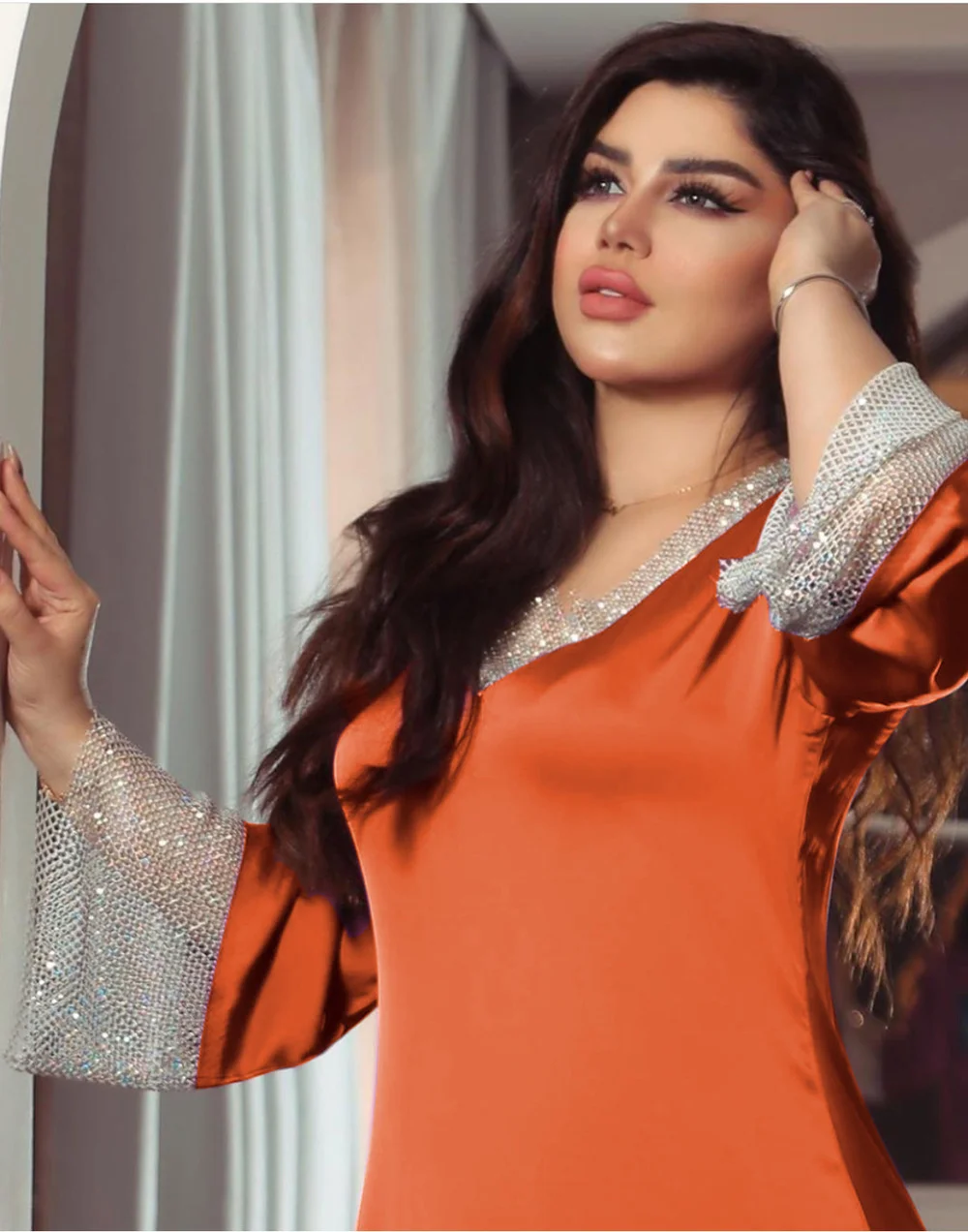 

Muslim Satin Dress Abaya Dubai HijabTurkey Kaftan Islam Clothing Maxi Dresses Abayas For Women Robe Musulman De Mode Jalabiya