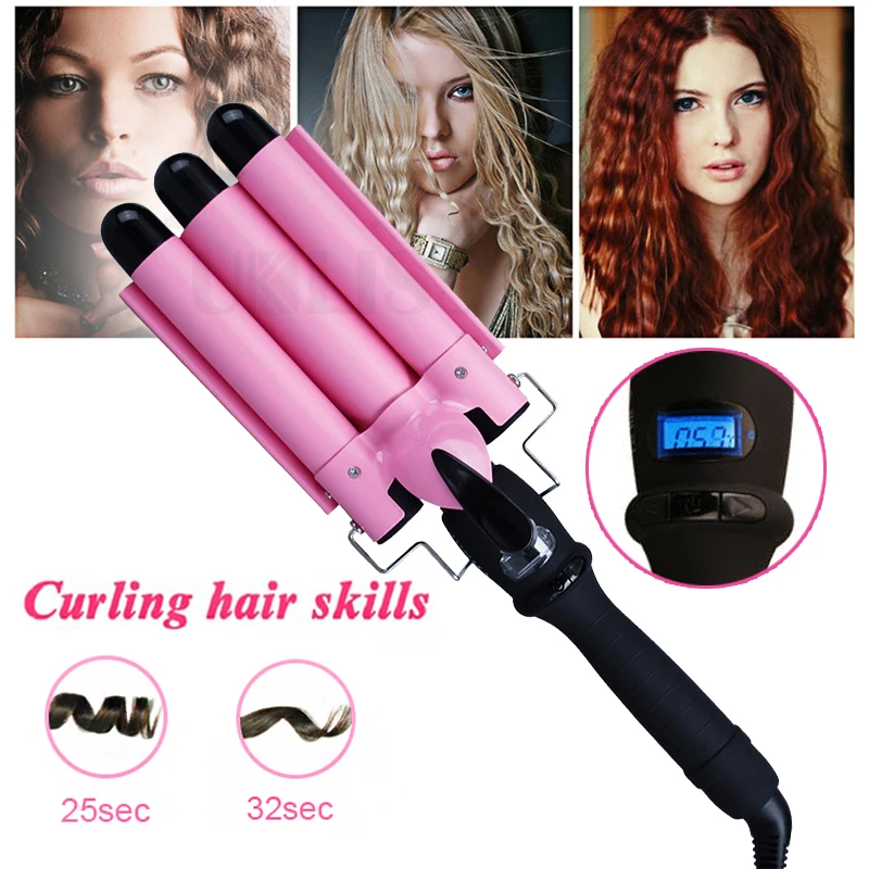 

Professional Hair Curler 3 Barrel Curling Woman Hair Waver Hair Styling Tool Ceramic Iron Hair Curlers Electric Crimper Wand