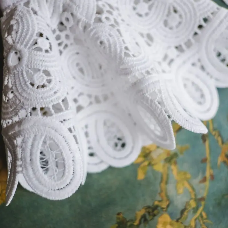 

Korean Vintage Detachable Flare Sleeve Fake Cuffs Hollow Out Embroidery Floral Lace Lolita Knitted Sweater Decorative Wristband