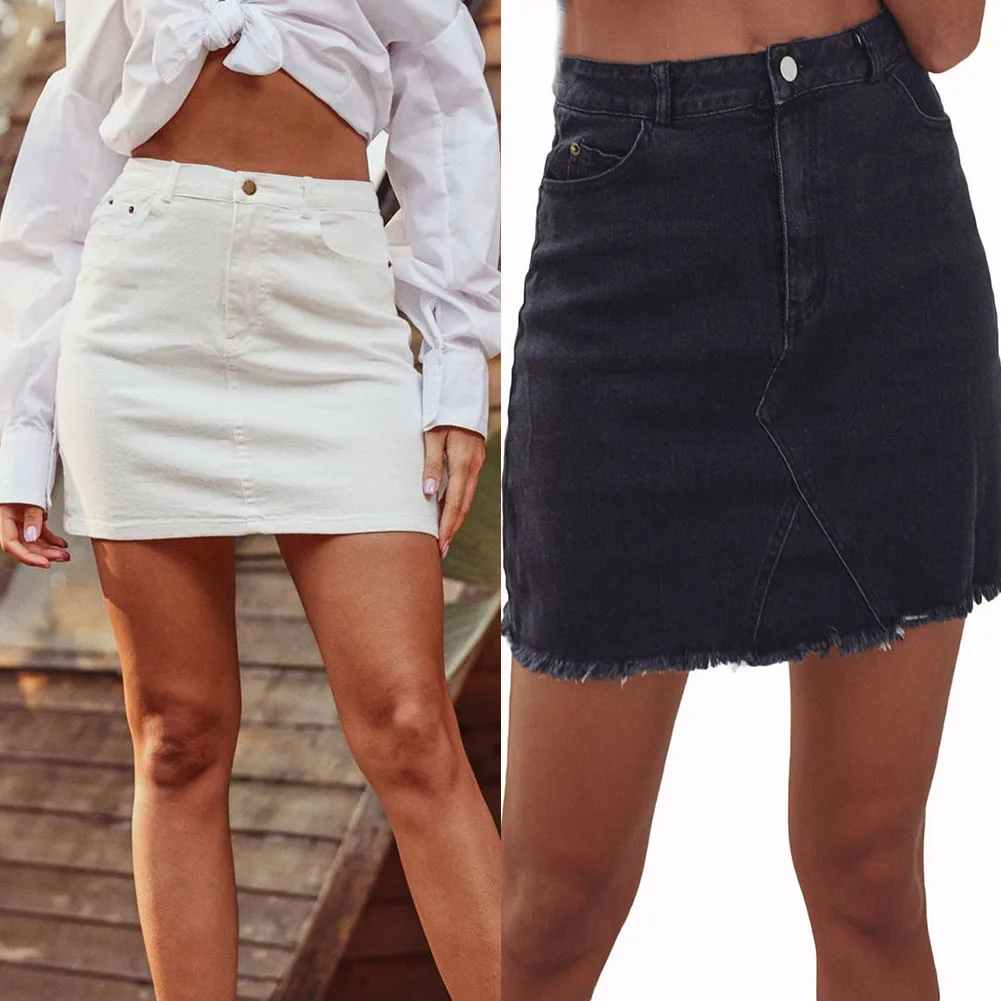 

Women Fashion High Waist Wild Skirt Faldas Mujer Moda 2020 Ladies Casual Solid Color Elastic Stretch Button Autumn Skirt