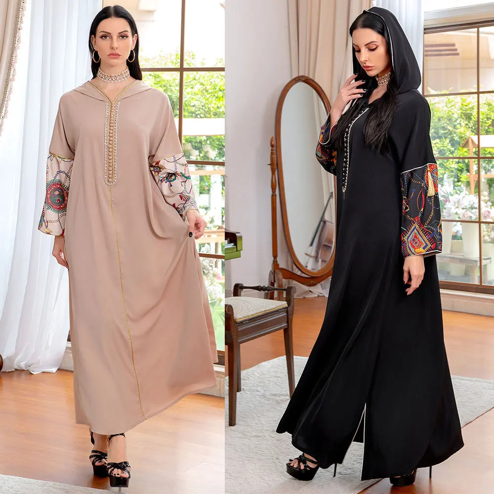 

Индийское мусульманское платье с капюшоном, Abaya Дубай, Турция, мусульманская одежда, африканские длинные платья, женское платье, модное мусу...
