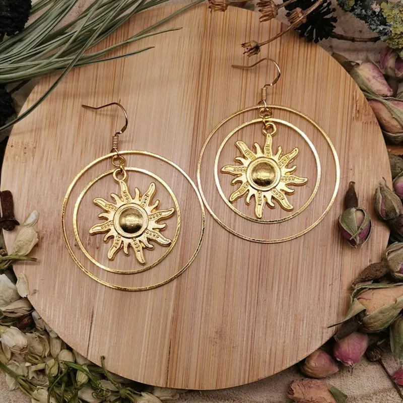 Золотистый/серебристый цвет серьги с дизайном солнце ювелирные изделия висячие