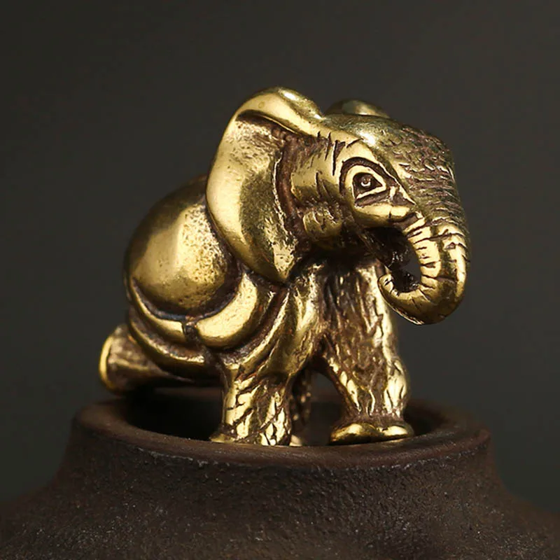 Ретро Медный твердый милый брелок для ключей со слоном кольца кулон ювелирные