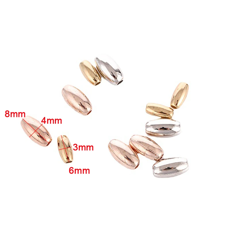 200pcs/lot KC Gold Color Tube Spacers Bead Oval Loose Beads for Needlework Jewelry Making DIY Necklace Bracelet Accessories images - 6