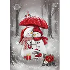 QIQING полноразмернаякруглая алмазная живопись сделай сам, картина рождество, снеговик, красная шляпа, вышивка крестиком, украшение для дома