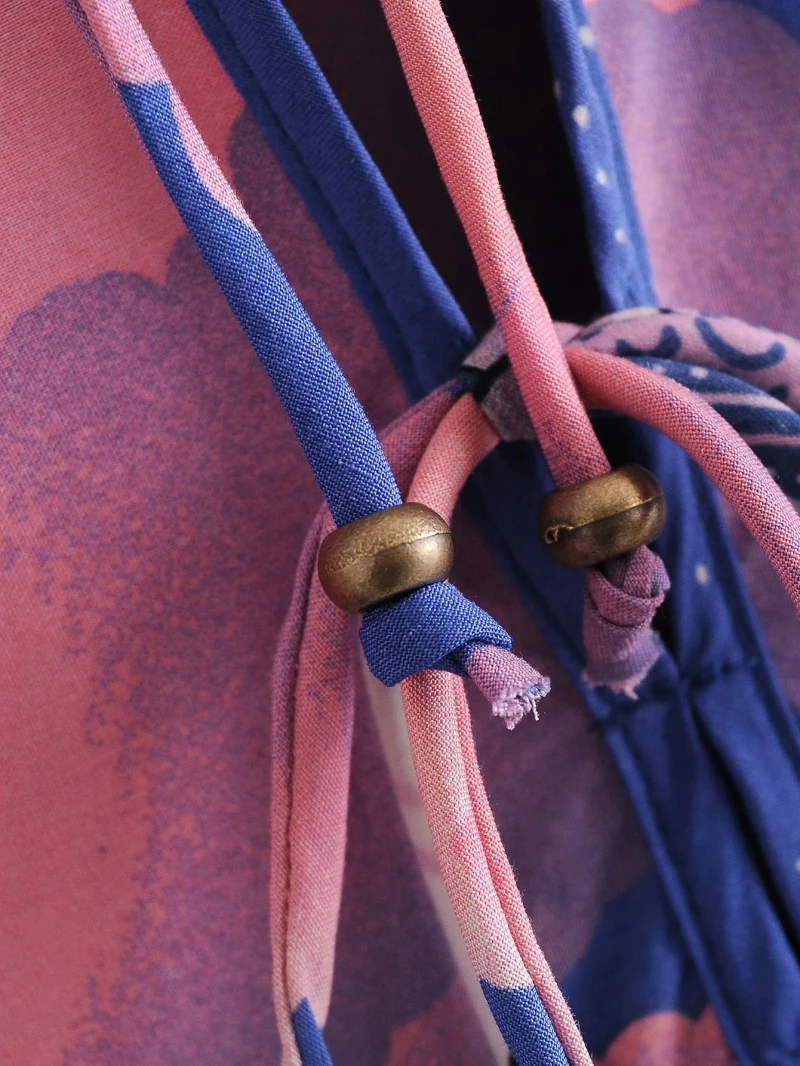 

Vintage Elegant Metal Bow Tie Print Long Dress Women Fashion Pleated Hem O-Neck Dresses Female Chic Vestidos