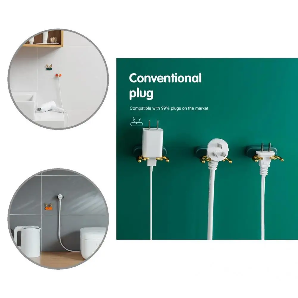 

2pcs/lot Nail-free Power Cord Storage Rack Wall Storage Hooks Kitchen Plug Hook Adhesive Hooks Power Plug Socket Hanger Holder