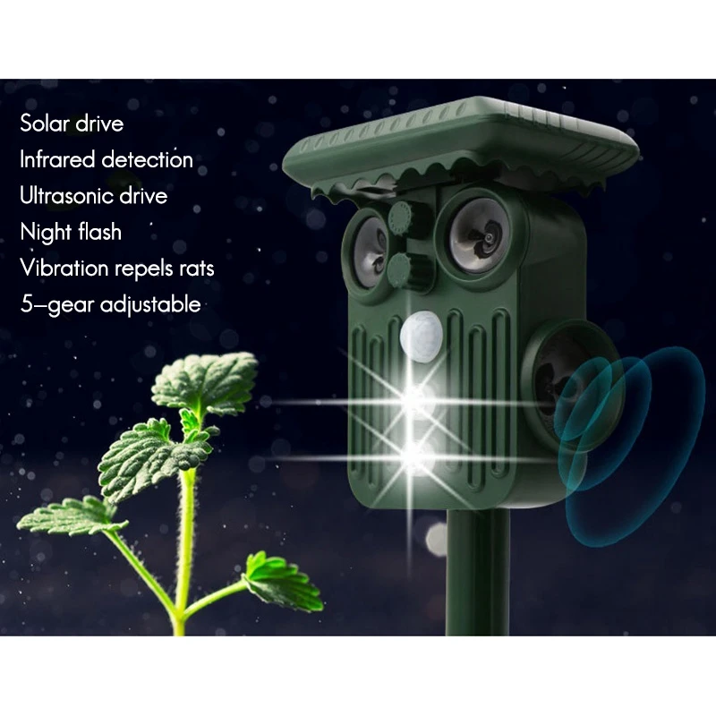 

Solar Mole Repeller,Waterproof Ultrasonic Repeller Pest Control Mole Repeller Snakes Cat Dogs Rat for Gardening Farm