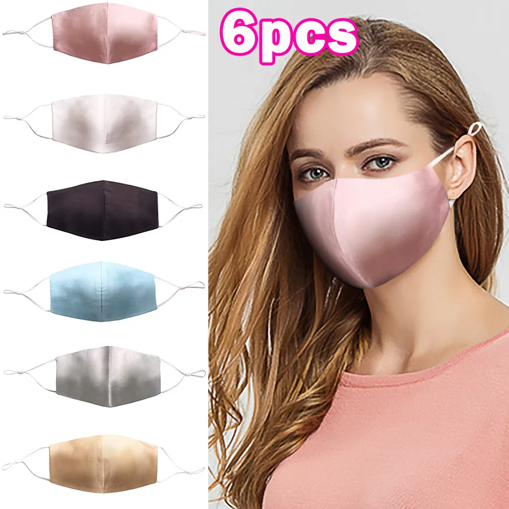 Silk Mask 6PCS Satin Cloth Mouth Summer For Men And Women Ultrathin Double-deck Elastic Earband Masque Sunscreen masque#M | Красота и