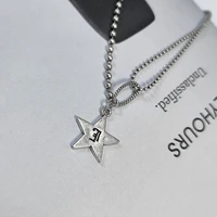 sterling silver vintage asymmetry necklace for women couple new fashion elegant stars pendant clavicle chain jewelry