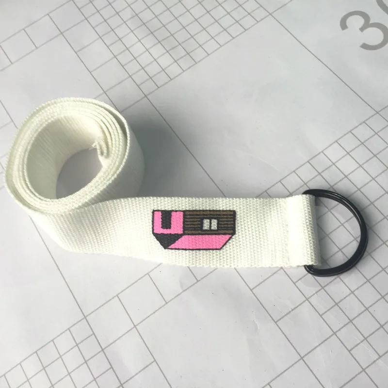 Ремни женские корейские Harajuku BF Забавный мультяшный принт с конфетами цветные пары холщовый ремень с двойным кольцом пряжка женские s высокого качества шикарные - Color: white